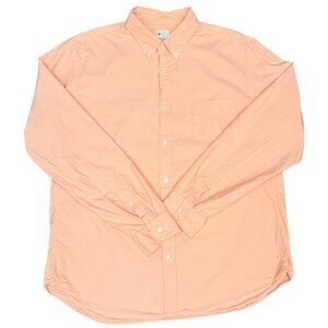 Men's J. CREW Sunwashed Oxford 100% Cotton Long Sleeve‎ Shirt Peach- Size XL